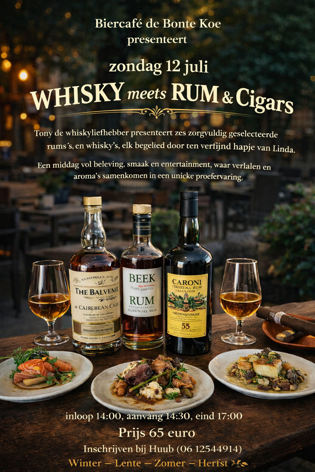 Flyer van Whisky, Rum en Sigaren op het terras